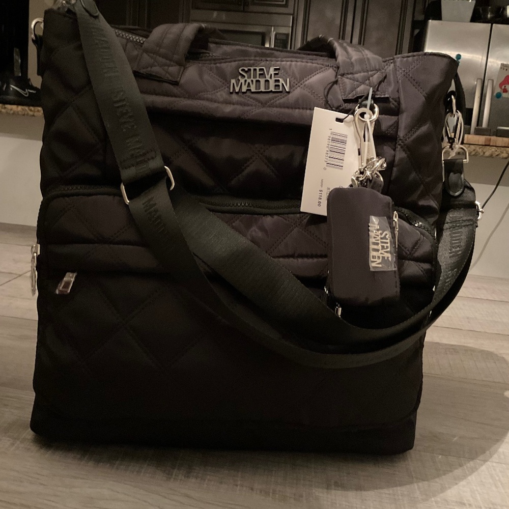 Steve Madden BTeam Quilted Tote Bag- Black